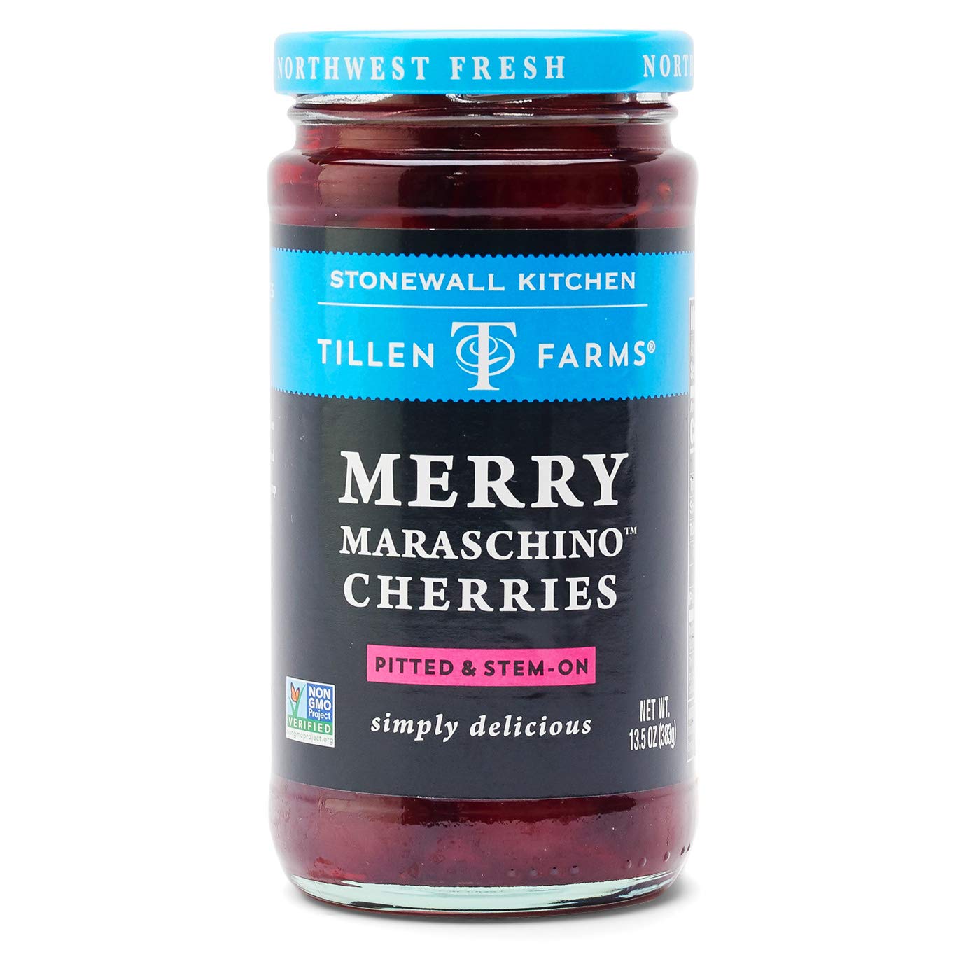 Tillen Farms Merry Maraschino Cherries Pitted & Stem-on, 13.5 Oz

 | Pack of 6 - PlantX US