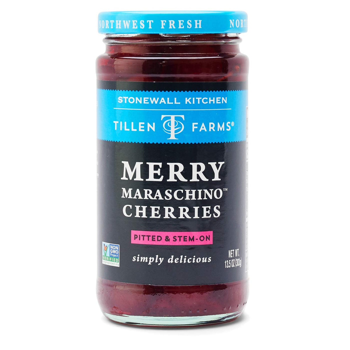 Tillen Farms Merry Maraschino Cherries Pitted & Stem-on, 13.5 Oz

 | Pack of 6 - PlantX US