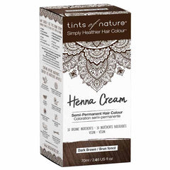 Tints of Nature - Semi-Permanent Dark Brown Hair Dye Henna Cream, 2.46 fl oz