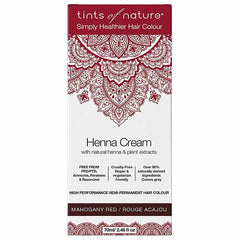 Tints of Nature - Semi-Permanent Mahogany Red Hair Dye Henna Cream, 2.46 fl oz