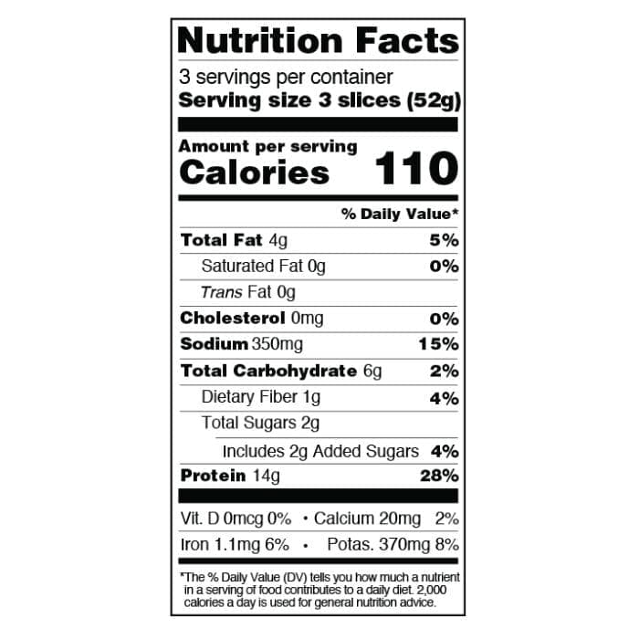 Tofurky - Plant Based Deli Slices Bologna Style, 5.5oz - nutrition facts