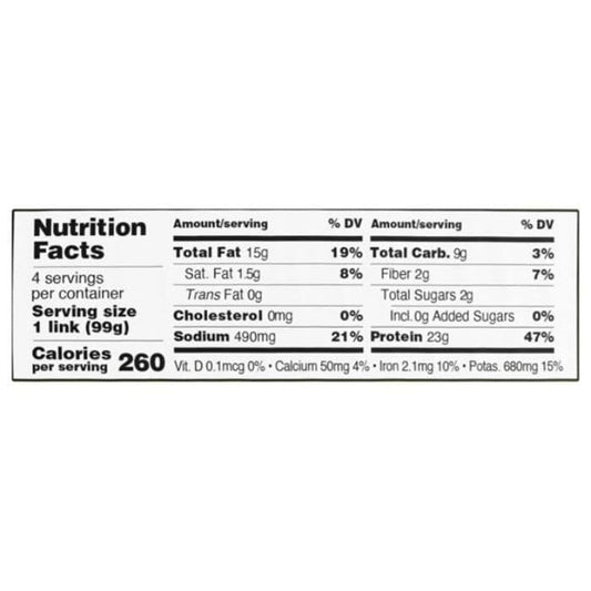 Tofurky - Plant Based Original Sausage Italian, 14oz - nutrition facts