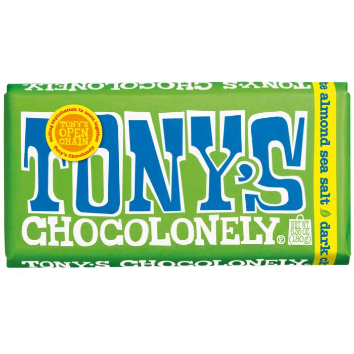 Tony's Chocolonely - Chocolate Bars Dark Chocolate Almond Sea Salt, 6.35oz