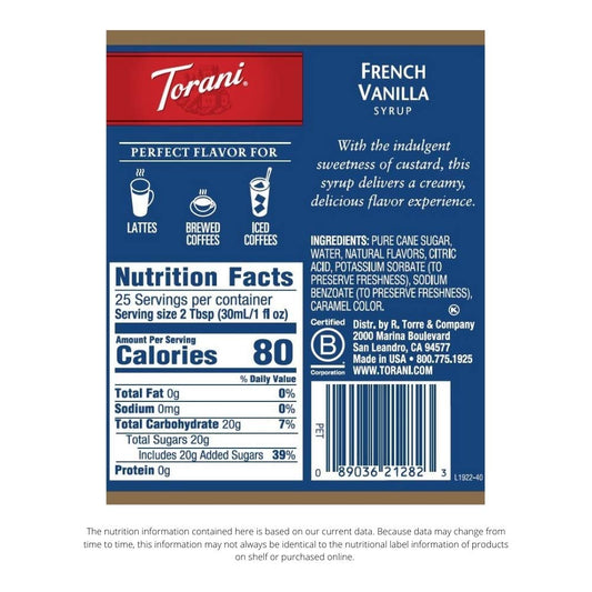 Torani Syrup French Vanilla 25.4 Fo - Pack Of 6