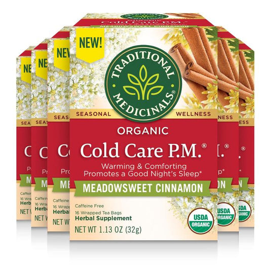 Traditional Medicinals - Organic Cold Care PM Meadowsweet Cinnamon, 16 Tea Bags  Pack of 6