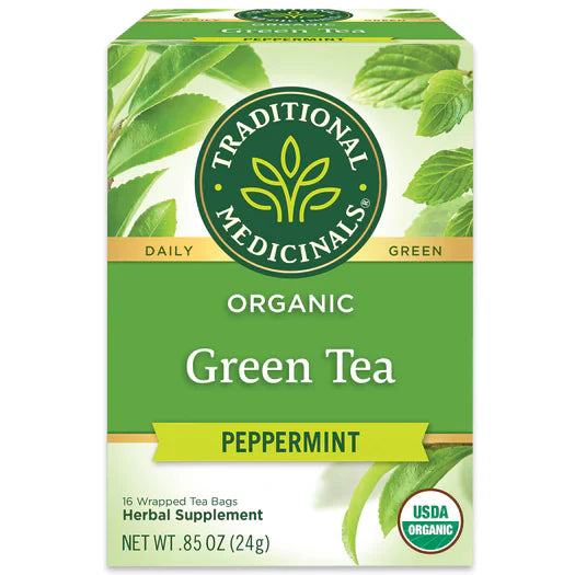 Traditional Medicinals - Organic Green Tea Peppermint, 16 Bags  Pack of 6