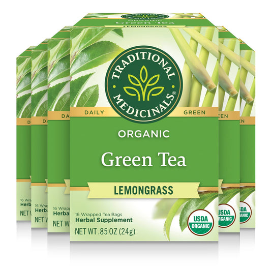 Traditional Medicinals - Organic Green Tea, Lemongrass, 16 Bags  Pack of 6