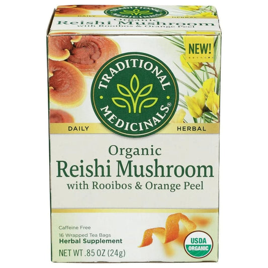 Traditional Medicinals - Organic Reishi Mushroom with Rooibos & Orange Peel Teas, 16 Bags  Pack of 6