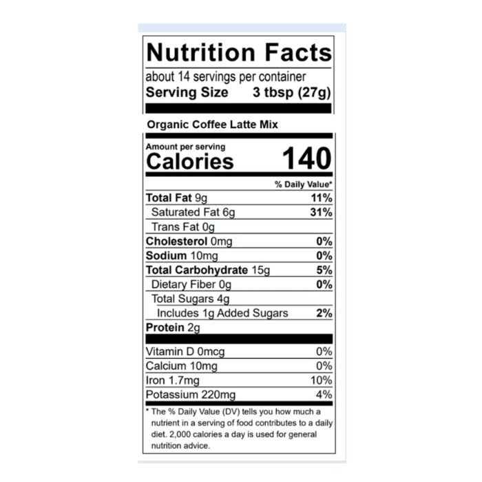 Tusol - Organic Coffee and Lion's Mane Latte, 13.3oz - nutrition facts