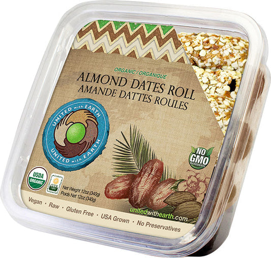 UNITED WITH EARTH Organic Almond Roll Dates - 12 Oz
 | Pack of 12 - PlantX US