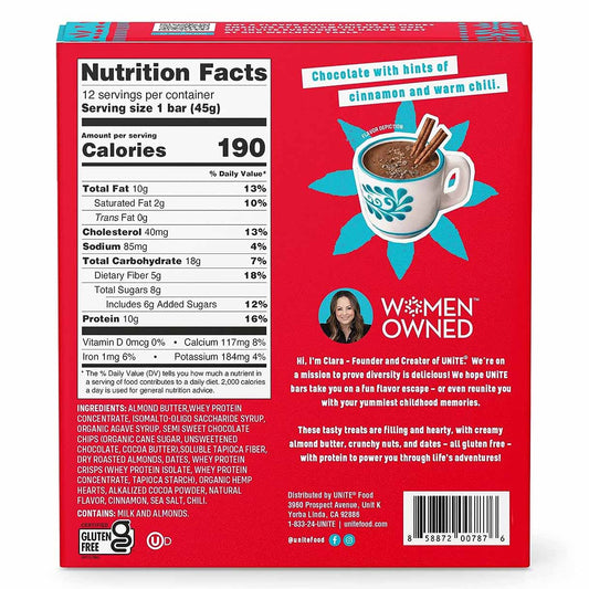 Unite Bar Protein Mex Hot Choco 1.59 Oz - Pack Of 12