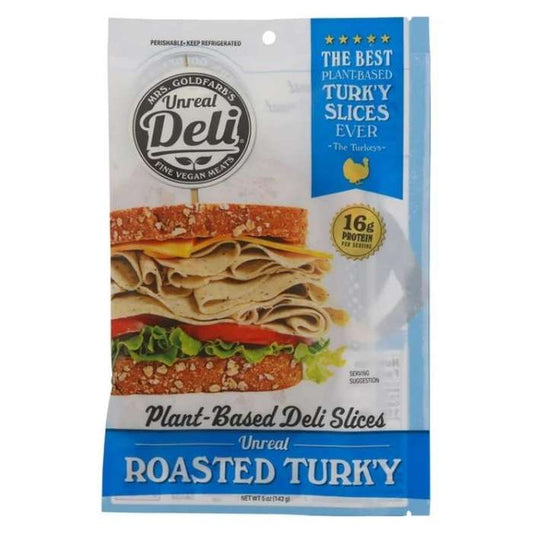 Unreal Deli - Plant Based Deli Meat Roasted Turkey Slices, 5oz - Front