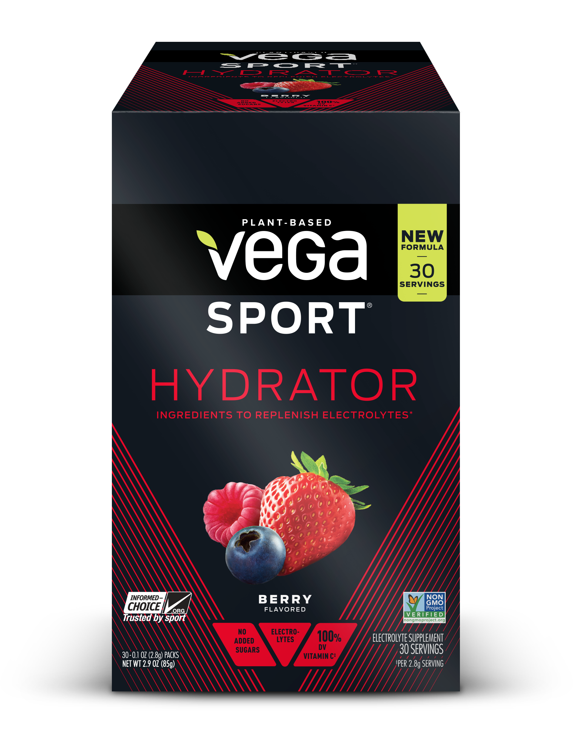 Vega Hydrator,Electrolyte,Berry, 0.1 oz
 | Pack of 30 - PlantX US