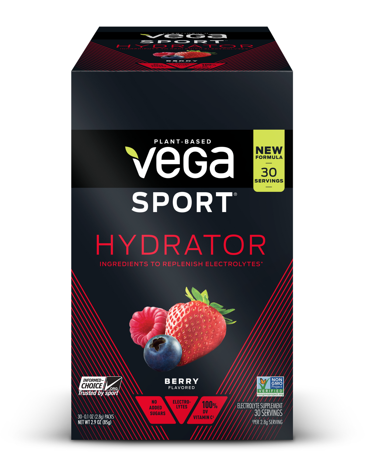 Vega Hydrator,Electrolyte,Berry, 0.1 oz
 | Pack of 30 - PlantX US