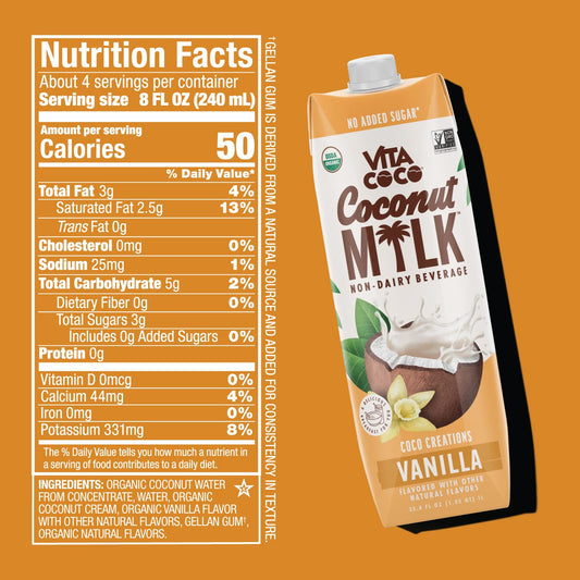 Vita Coco Coconut Milk Vanilla 1 Lt - Pack Of 6