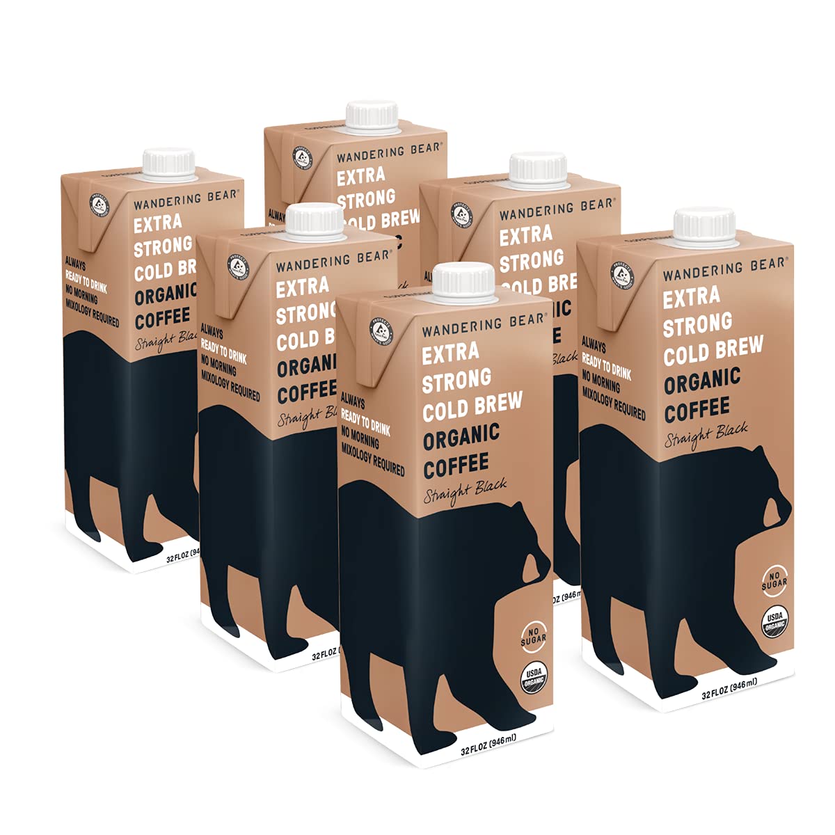 Wandering Bear Coffee Coffee Cold Brew Black 32 Fo - Pack Of 6