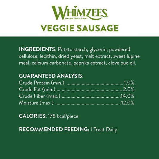 Whimzees - Veggie Sausage Dental Dog Treats - back