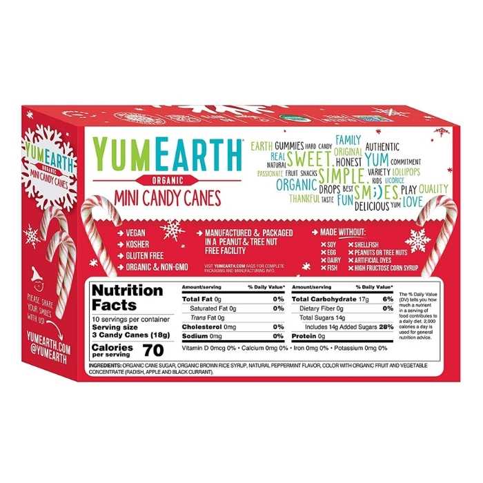 YumEarth - Organic Candy Canes mini 30 pack back