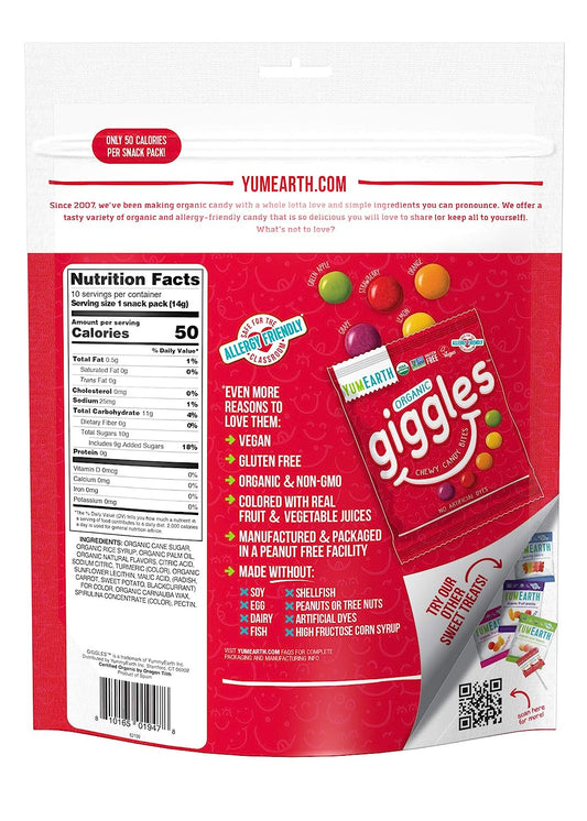 Yumearth Candy Giggles 5 Oz - Pack Of 12 - back