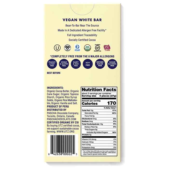 Pascha - Vegan White Bar, 2.82oz - PlantX US