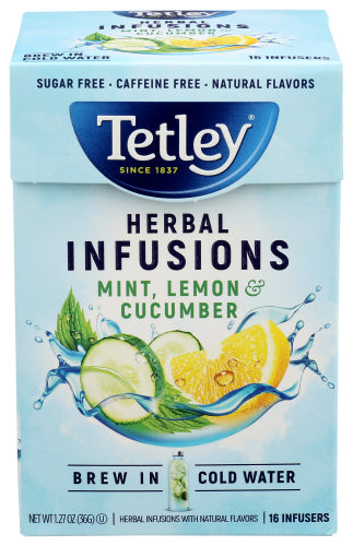 Tetley - Herbal Infusions Mint, Lemon & Cucumber Tea, 16 Bag | Pack of 3