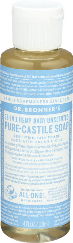 Dr Bronner - 18-in-1 Hemp Pure-Castile Soap Baby Unscented, 4 OZ