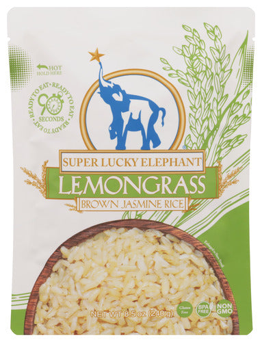 SUPER LUCKY ELEPHANT - Brown Lemongrass Rice, 8.5 Oz | Pack of 6