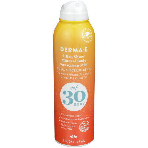 DERMA E - Ultra Sheer Body Sunscreen Mist - SPF 30 - 6 Fl Oz