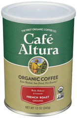 Cafe Altura - Organic Ground Coffee French Roast, 12 Oz | Pack of 6