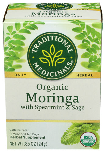 Traditional Medicinals - Organic Moringa with Spearmint & Sage, 16 BG.  | Pack of 6