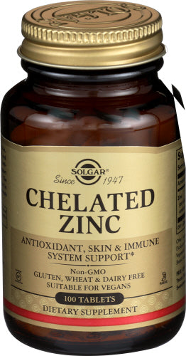 SOLGAR - Chelated Zinc, (100 Tablets)