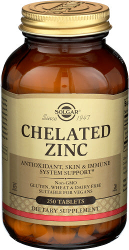 SOLGAR - Chelated Zinc, (250 Tablets)