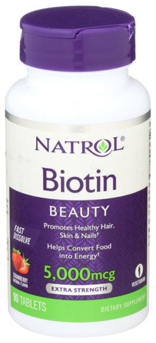 Natrol - Biotin Fast Dissolve Tablets, 5,000 Mcg, 90 Ct