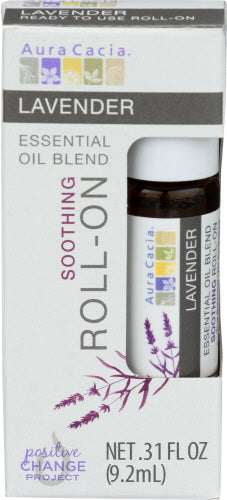 Aura Cacia - Lavender Essential Oil Roll-On, 0.31oz | Pack of 4