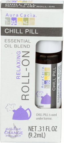 Aura Cacia - Chill Pill Roll-on Essential Oil Blend, 0.31 Fl Oz | Pack of 4