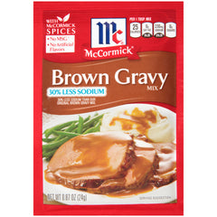 McCormick - 30% Less Sodium Brown Gravy Mix, 0.87oz | Pack of 12