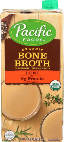 Pacific Foods - Organic Bone Broth Beef, 32 Fl Oz | Pack of 12