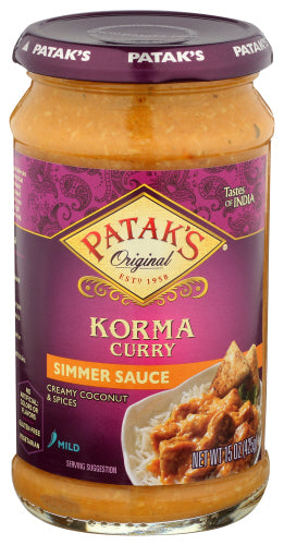 Patak's - Tastes of India Simmer Sauce, Korma Curry, 15 Oz | Pack of 6