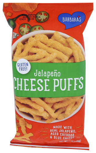 Barbara's - Jalapeño Cheese Puffs, Gluten Free, Real Aged Cheese, 7  Oz - Pack of 12