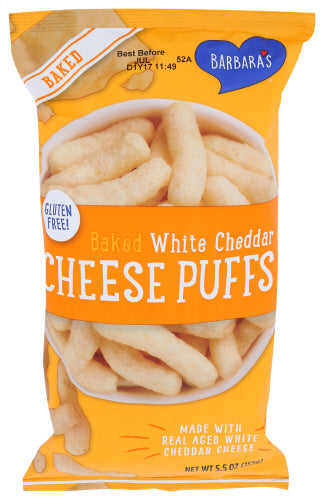 Barbaras - Cheese Puff Bakes White Cheddar, 5.5 oz - Pack of 12