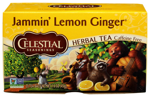 Celestial Seasonings - Jammin Lemon Ginger Herbal Tea, 20 Bg - Pack of 6