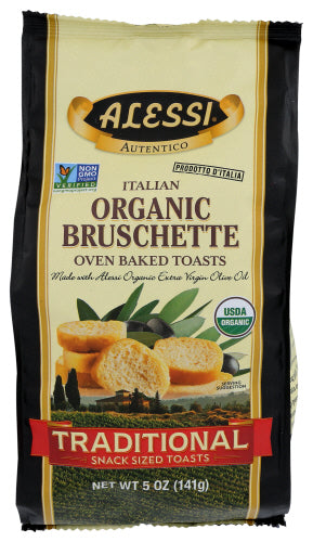 Alesia - Organic Bruschette Traditional Snack Sized Oven Baked Toasts, 5 Oz | Pack of 8