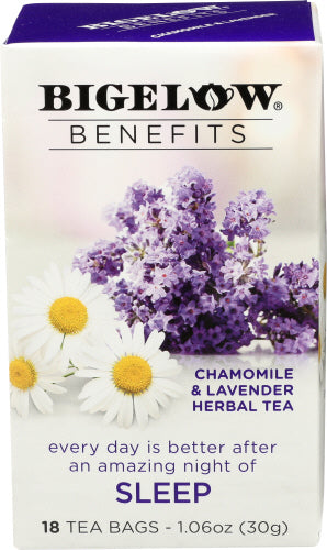 Bigelow - Benefits Sleep Chamomile & Lavender Herbal Tea, 1.06 Oz | Pack of 6