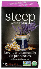 Bigelow - Steep Organic Lavender Chamomile Plus Probiotics, 0.98 oz | Pack of 6