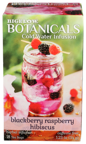 Bigelow - Botanicals Cold Water Infusion Caffeine Free Herbal Tea Blackberry Raspberry Hibiscus 18 Tea Bags  | Pack of 6