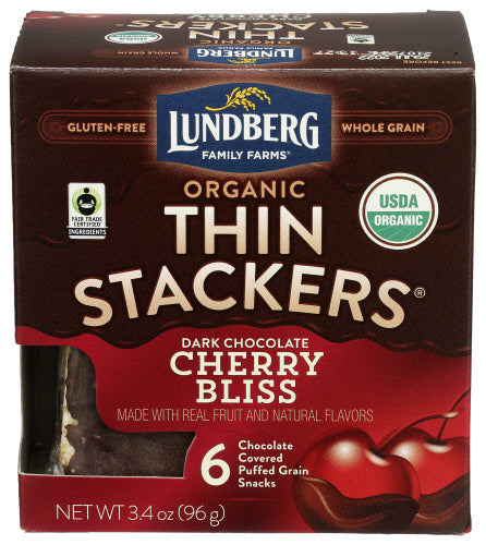 Lundberg - Organic Thin Stackers Dark Chocolate Cherry, 3.4 Oz | Pack of 6