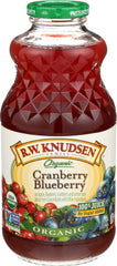 Rw Knudsen - Juice Organic Cranberry Blueberry, 32 Fl. Oz | Pack of 6