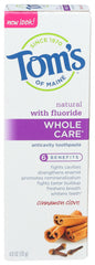 Tom's of Maine - Whole Care Toothpaste Cinnamon Clove, 4 Oz