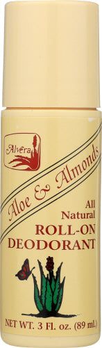 Alvera - Aloe & Almonds All Natural Roll On Deodorant, 3 Oz