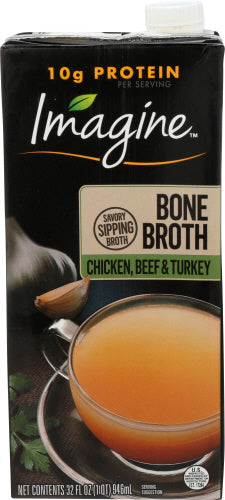 Imagine - Hearth Chicken Beef and Turkey Bone Broth, 32 Fluid Ounce  | Pack of 12